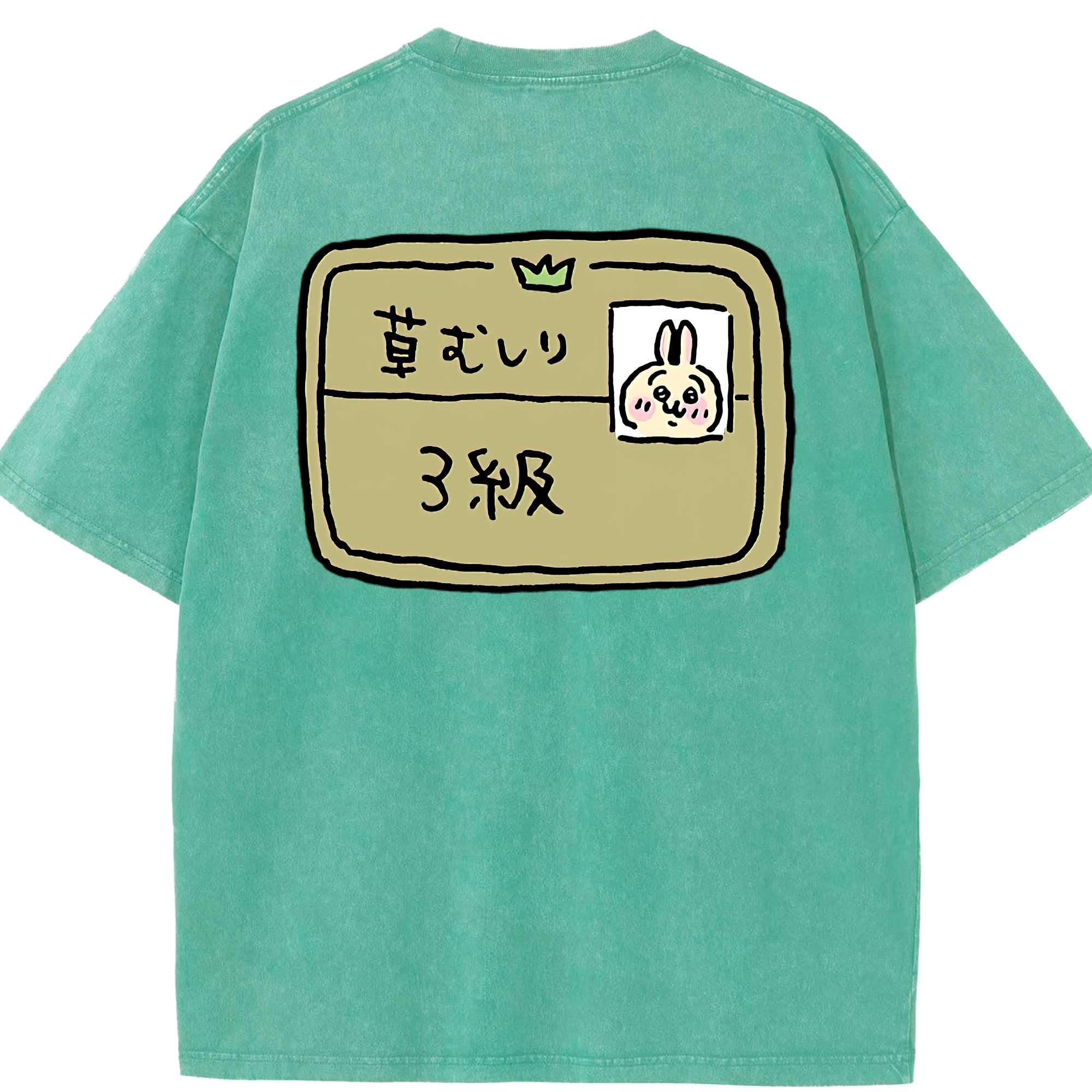 （画像用） ちいかわ うさぎ Chii-kawa usagi 綿100% ヴィンテージ風 半袖Tシャツ（背面プリント）